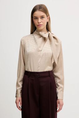 Blúzka Sisley béžová farba, vzorovaná, 5UTBLQ0A4