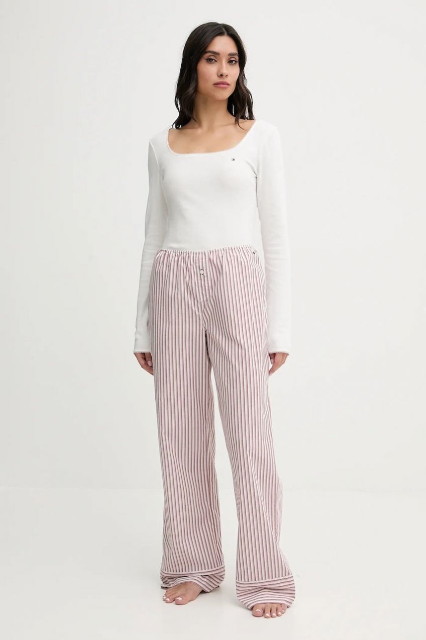 Pyžamo Tommy Hilfiger dámske, biela farba, UW0UW06143