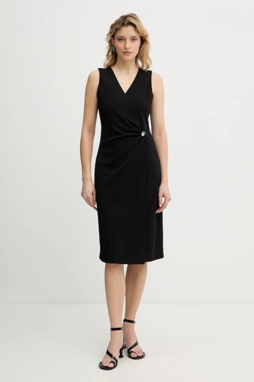 Šaty Calvin Klein čierna farba, mini, rovný strih, LV044E047G