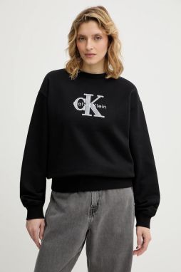 Mikina Calvin Klein Jeans čierna farba, s nášivkou, LV047E825G
