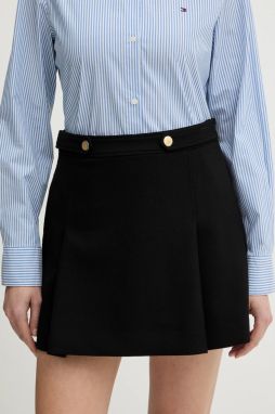 Sukňa Tommy Hilfiger čierna farba, mini, áčkový strih, WW0WW47788