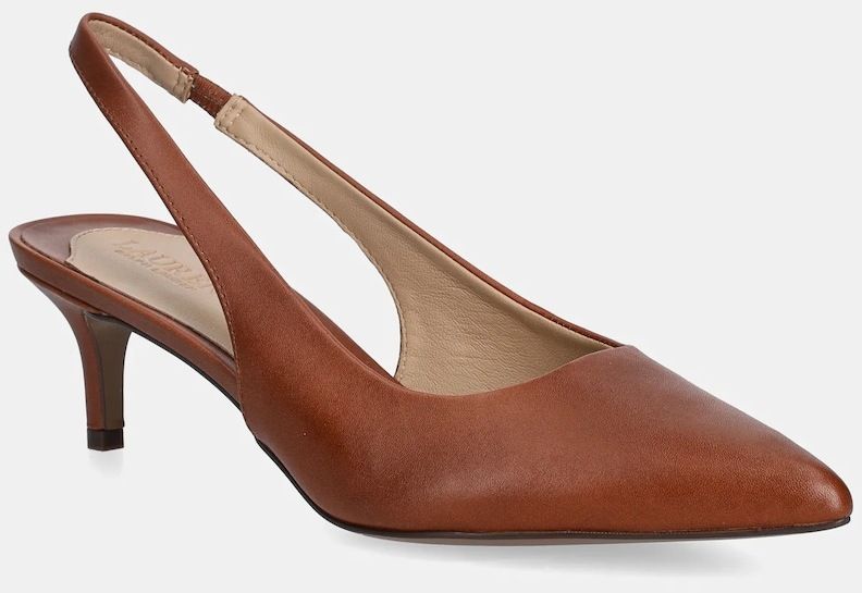 Kožené lodičky Lauren Ralph Lauren Lolah II hnedá farba, 802P09033002