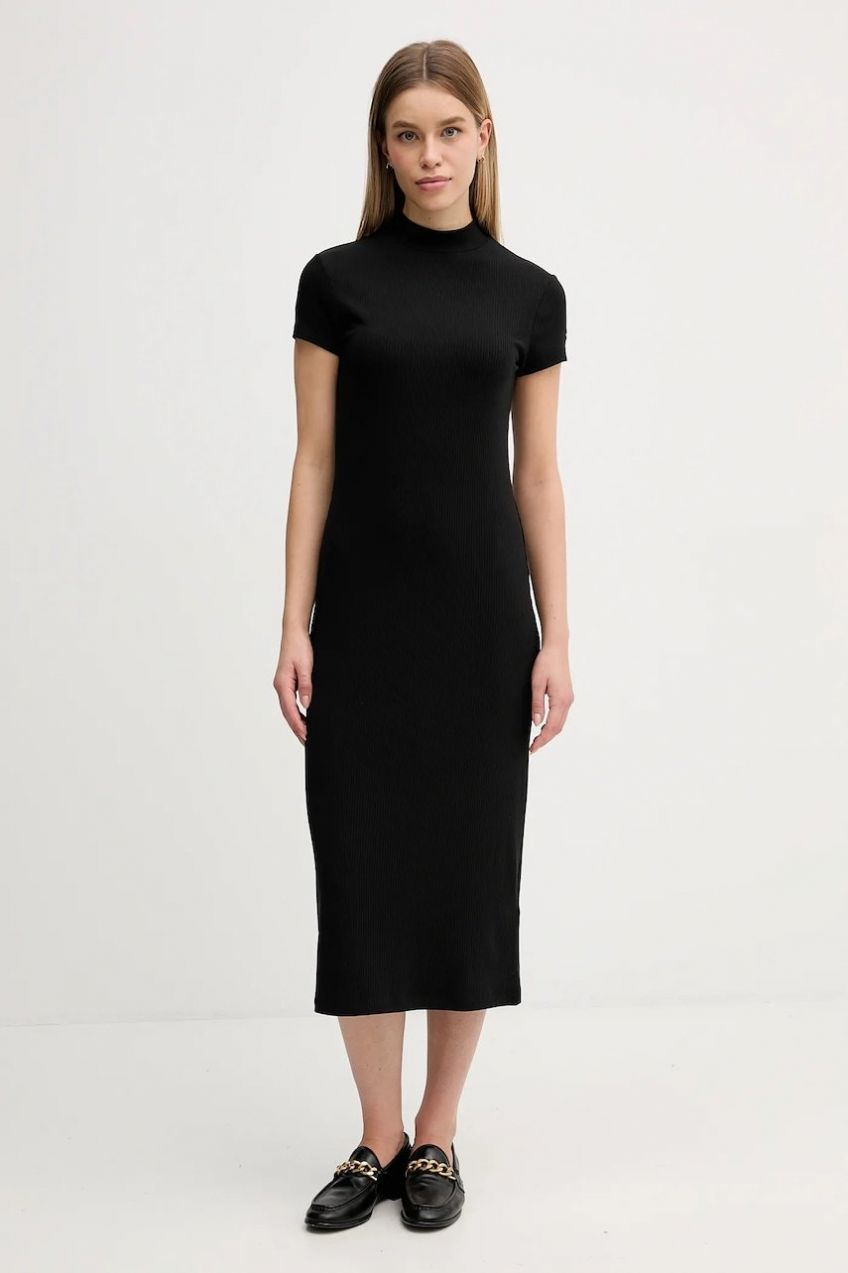 Šaty Tommy Hilfiger čierna farba, maxi, rovný strih, WW0WW47860