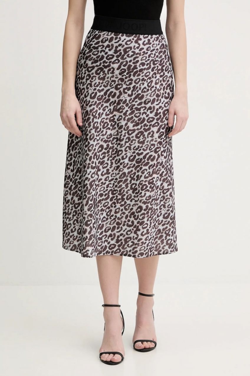 Sukňa Joop! hnedá farba, midi, áčkový strih, 30100089