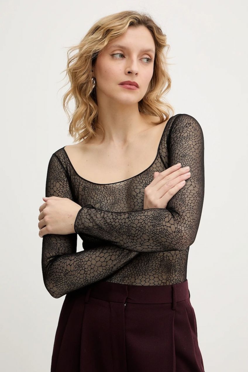 Body Elisabetta Franchi čierna farba, jednofarebné, BO01157E2