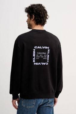 Bavlnená mikina Calvin Klein Jeans čierna farba, s potlačou, LV04RE254G