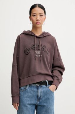 Bavlnená mikina G-Star Collegic hnedá farba, s kapucňou, s nášivkou, D27266-D969,