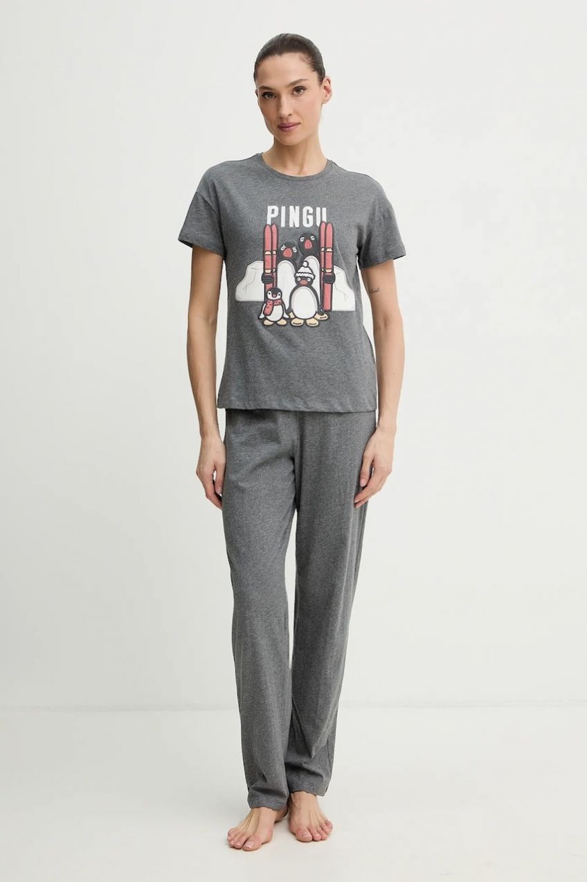 Bavlnené pyžamo women'secret šedá farba, bavlnené, 3132246