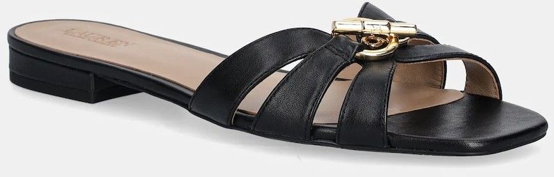 Kožené šľapky Lauren Ralph Lauren Blike Slide čierna farba, 802982875002