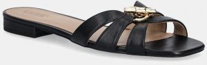Kožené šľapky Lauren Ralph Lauren Blike Slide čierna farba, 802982875002