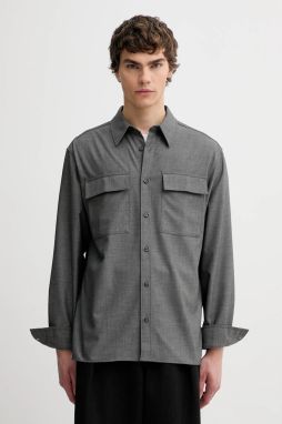 Košeľa Calvin Klein šedá farba, regular, s klasickým golierom, LV04LE114G