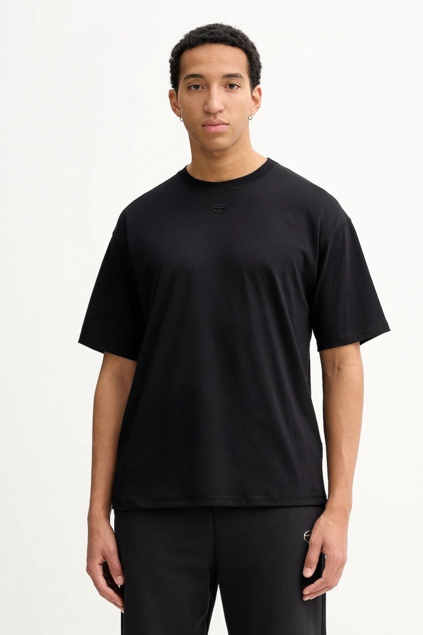 Bavlnené tričko Diesel T-LUCIEN-IHBI pánske, čierna farba, jednofarebné, A21562.0PLAT