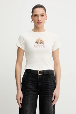 Bavlnené tričko Levi's dámske, béžová farba, A8798