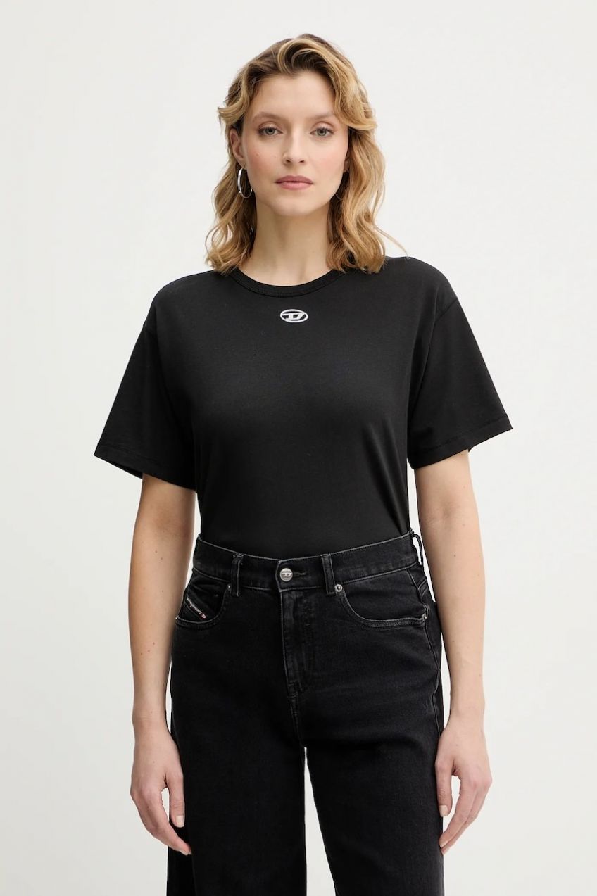 Bavlnené tričko Diesel T-NORMY-OD-S1 dámske, čierna farba, A20399.0JMBB