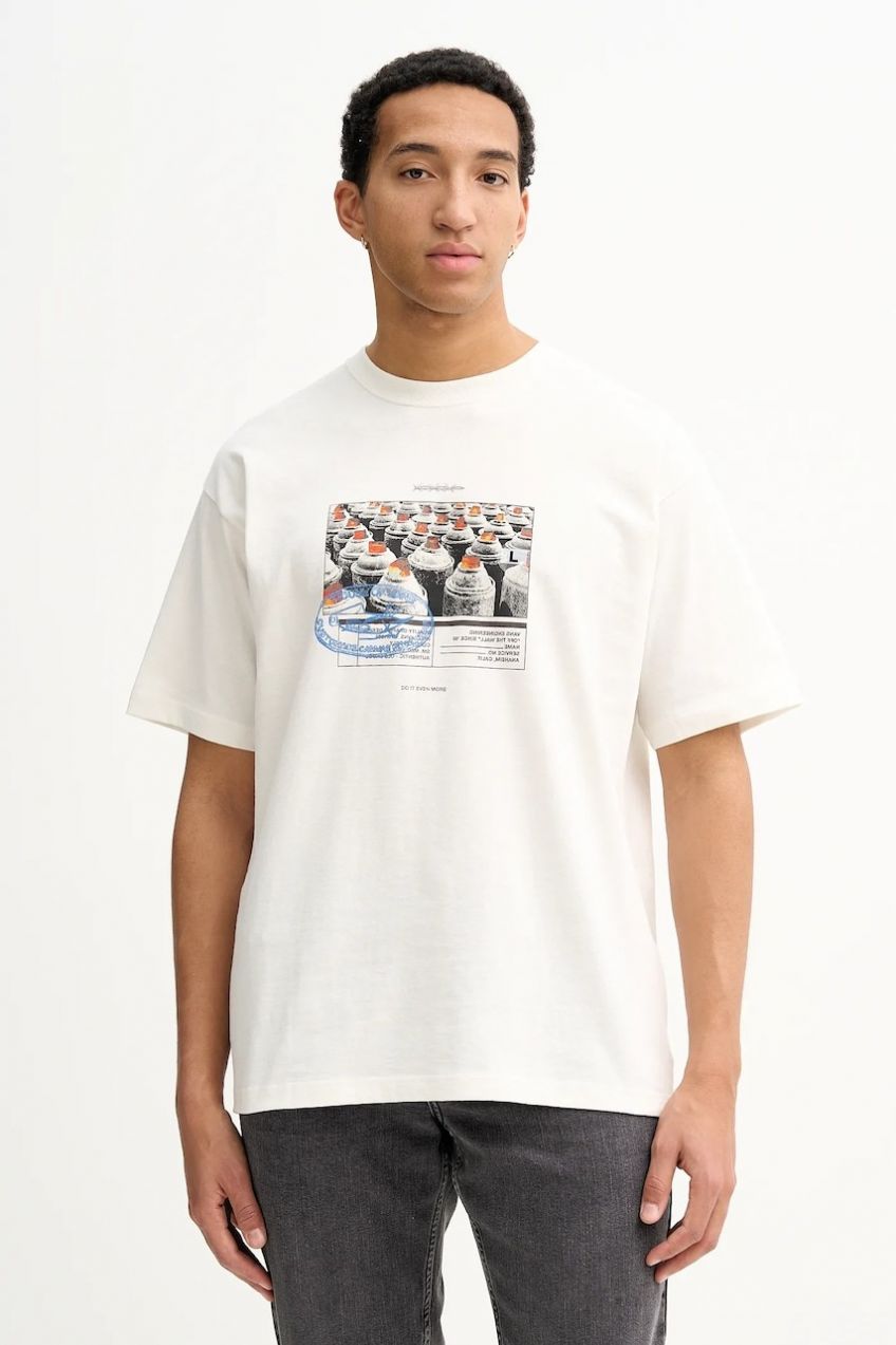 Bavlnené tričko Vans pánske, béžová farba, s potlačou, VN000PCXFS81