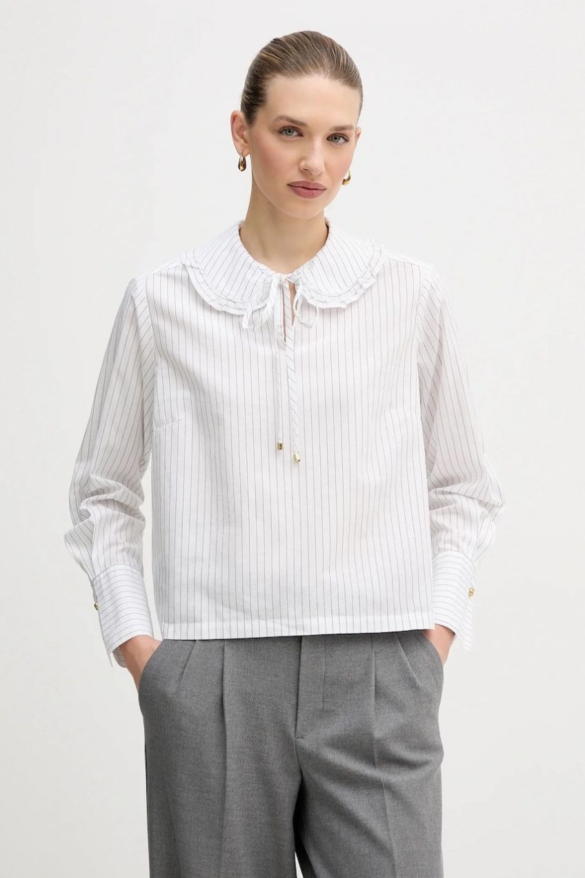 Bavlnená blúzka Barbour Avery biela farba, vzorovaná, LSH1724