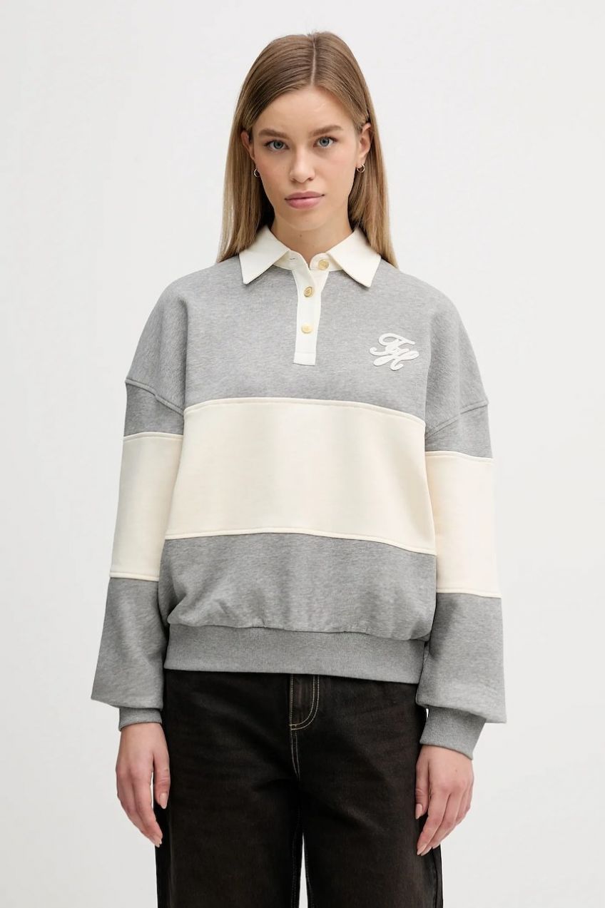 Mikina Tommy Hilfiger šedá farba, vzorovaná, WW0WW48785