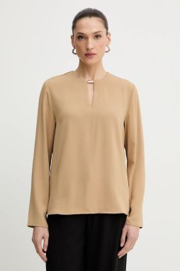 Blúzka Calvin Klein béžová farba, jednofarebná, LV044E903G