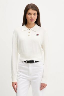 Sveter s prímesou alpaky Tommy Jeans béžová farba, DW0DW22558