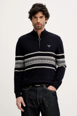 Vlnený sveter Barbour Kepwick tmavomodrá farba, s polorolákom, MKN1708