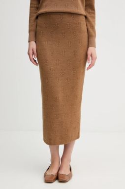 Vlnená sukňa Gant hnedá farba, midi, puzdrová, 4400204