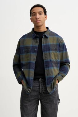 Bavlnená košeľa Vans zelená farba, voľný strih, s klasickým golierom, VN000P7ZF0O1