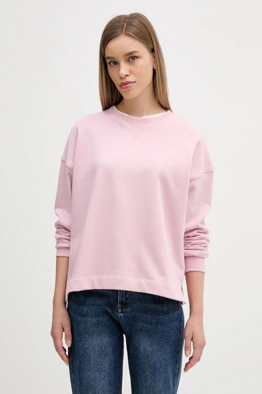 Bavlnená mikina Barbour Rosie ružová farba, s nášivkou, LOL0666