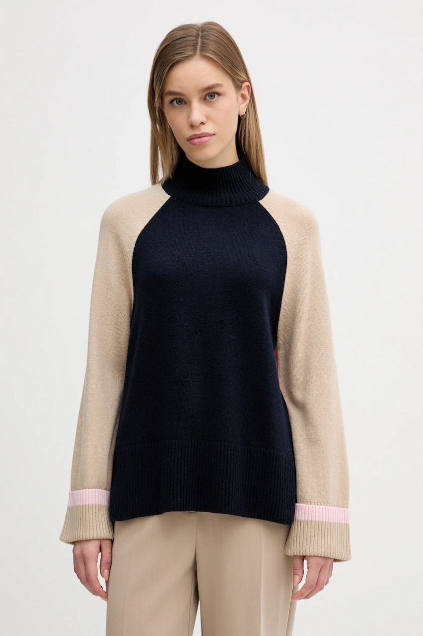 Sveter s prímesou vlny Barbour Wren béžová farba, s rolákom, LKN1727