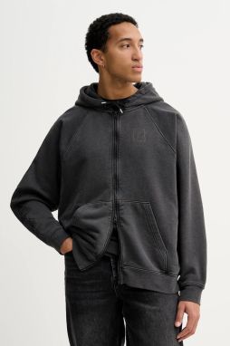 Mikina Vans šedá farba, s kapucňou, jednofarebná, VN000PJMBLK1