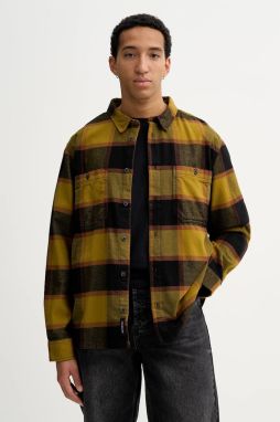 Bavlnená košeľa Vans zelená farba, regular, s klasickým golierom, VN000P7ZF0H1