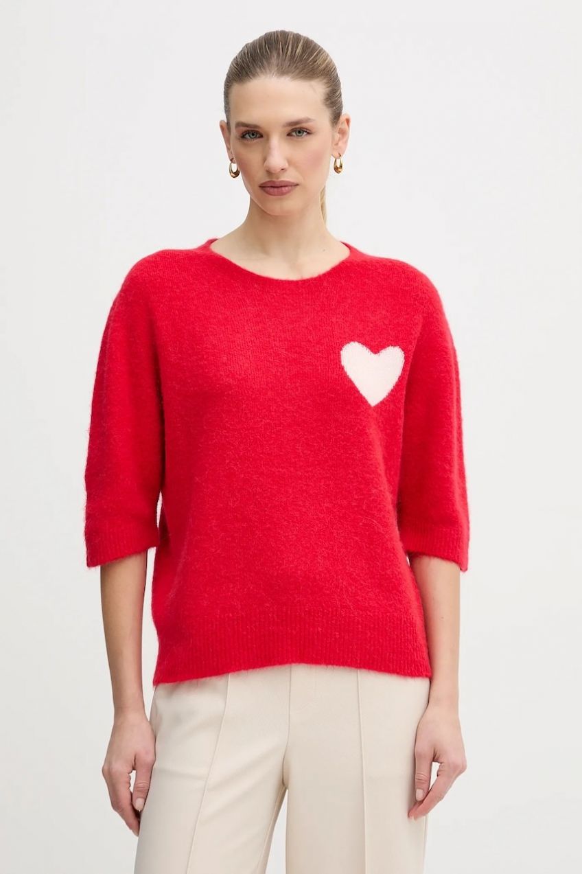 Sveter s prímesou alpaky OUI červená farba, 95988