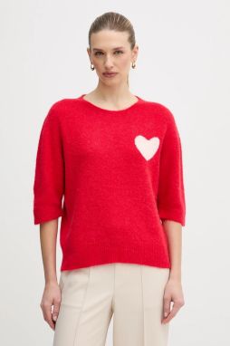 Sveter s prímesou alpaky OUI červená farba, 95988