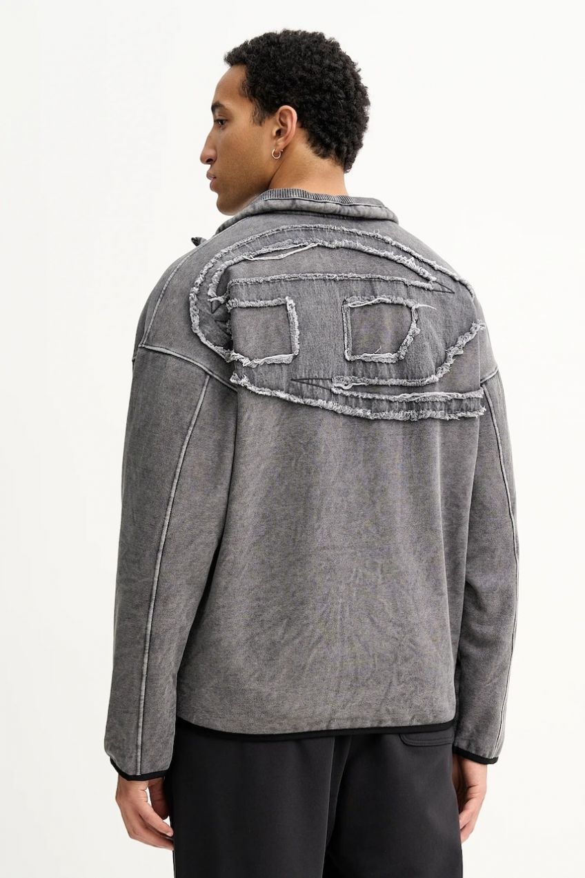 Mikina Diesel S-BATY-NEW šedá farba, jednofarebná, A19407.0AJFN