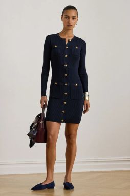 Šaty Lauren Ralph Lauren tmavomodrá farba, mini, priliehavé, 200P03458