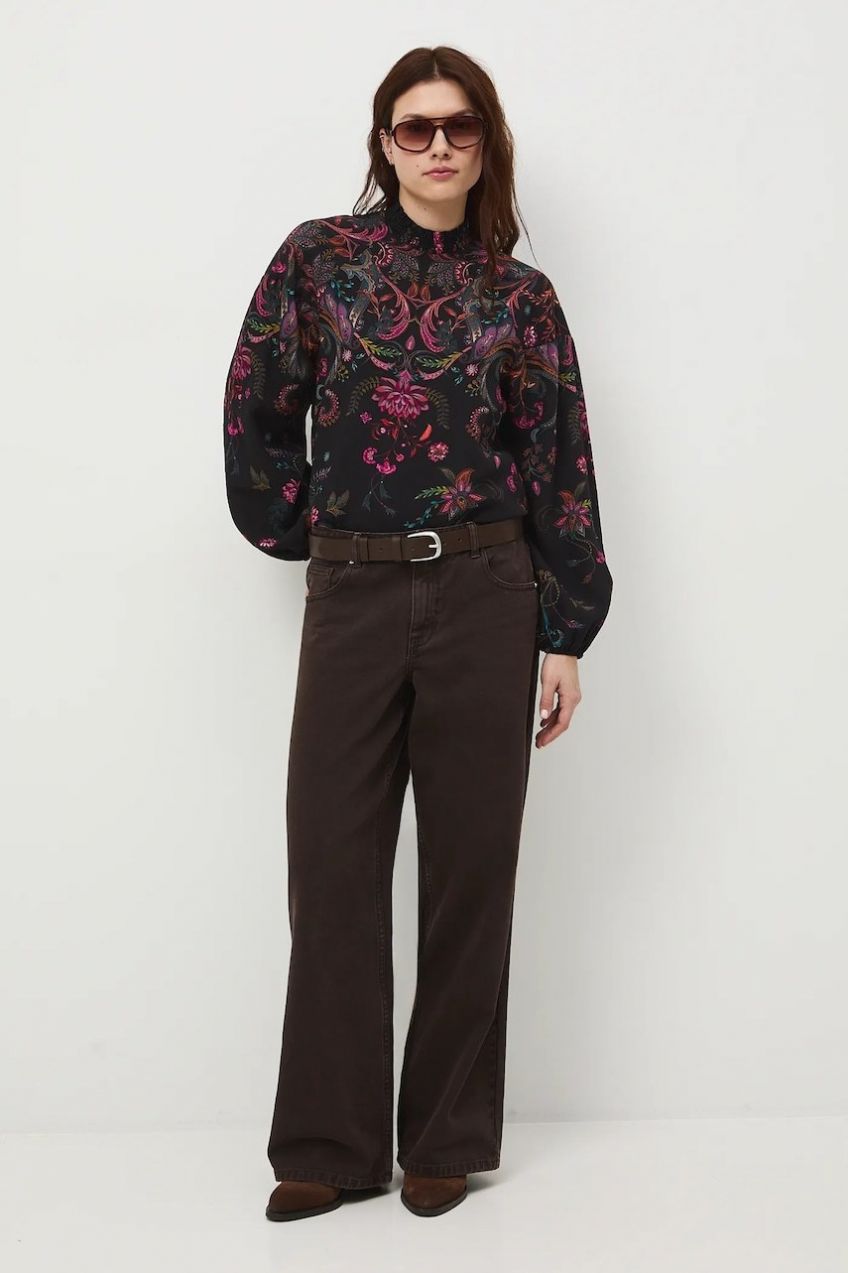 Blúzka Medicine čierna farba, vzorovaná