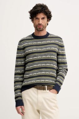 Bavlnený sveter Barbour tmavomodrá farba, ľahký, MKN1705