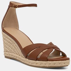 Kožené espadrilky Lauren Ralph Lauren Nellie hnedá farba, na kline, 802P04433002