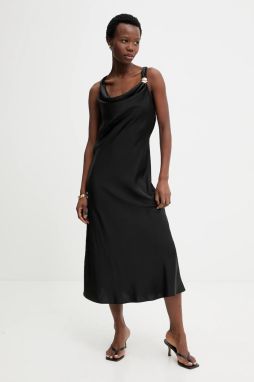 Šaty Answear.LAB čierna farba, midi, áčkový strih