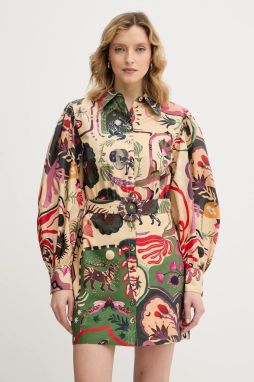 Bavlnené šaty Farm Rio béžová farba, mini, rovný strih, 350089