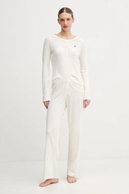 Bavlnené pyžamo Polo Ralph Lauren béžová farba, bavlnené, 4P0235