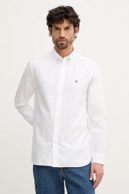 Bavlnená košeľa Tommy Hilfiger biela farba, regular, s golierom button-down, MW0MW41683