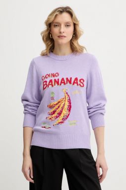 Sveter s prímesou vlny Farm Rio fialová farba, ľahké, 352087