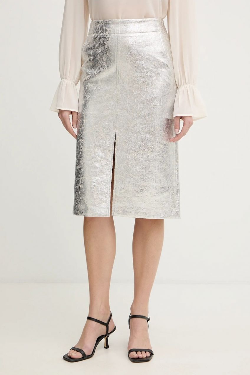 Sukňa OUI strieborná farba, mini, rovný strih, 96027