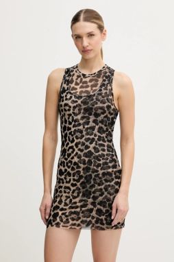 Šaty P.E Nation Discovery Mesh hnedá farba, mini, rovný strih, 254D218