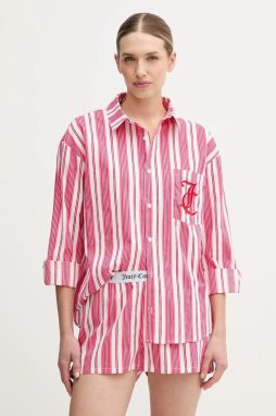 Bavlnená pyžamová košeľa Juicy Couture ružová farba, bavlnené, JCYPT126853