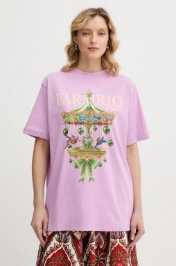 Bavlnené tričko Farm Rio dámske, ružová farba, 354549