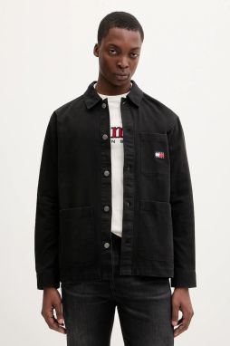 Bavlnená košeľa Tommy Jeans čierna farba, regular, s klasickým golierom, DM0DM20236