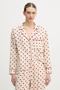 Pyžamová košeľa Abercrombie & Fitch béžová farba, KI146-5136-606