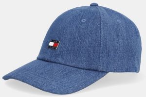 Džínsová šiltovka Tommy Jeans tmavomodrá farba, AW0AW18208