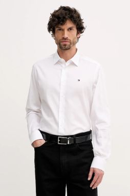 Bavlnená košeľa Tommy Hilfiger biela farba, regular, s klasickým golierom, MW0MW41702